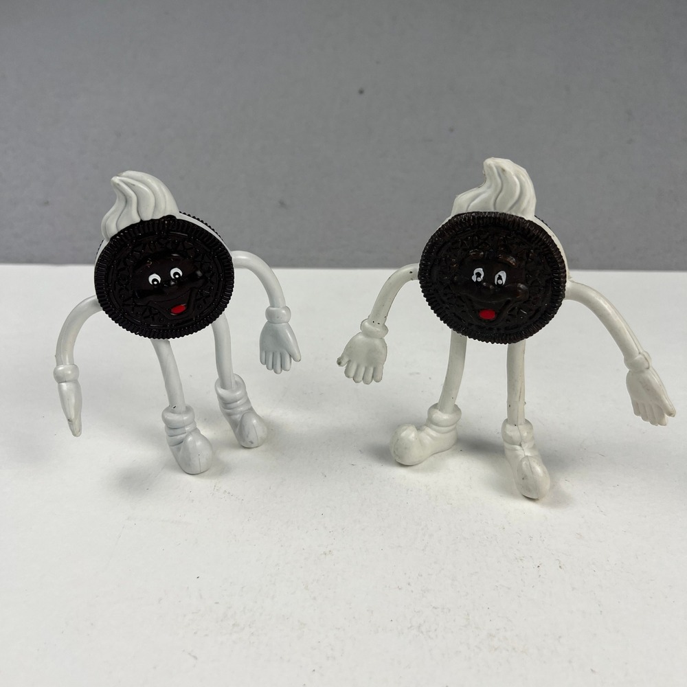Vintage Oreo Cookie Bendable Figure Set Nabisco Retro Mascot Toy 90s Tasty